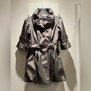 Olive Short Puffy Sleeve Trench Coat